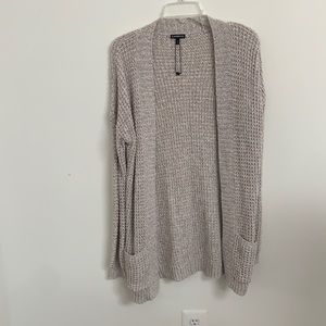 Long cream express knit cardigan